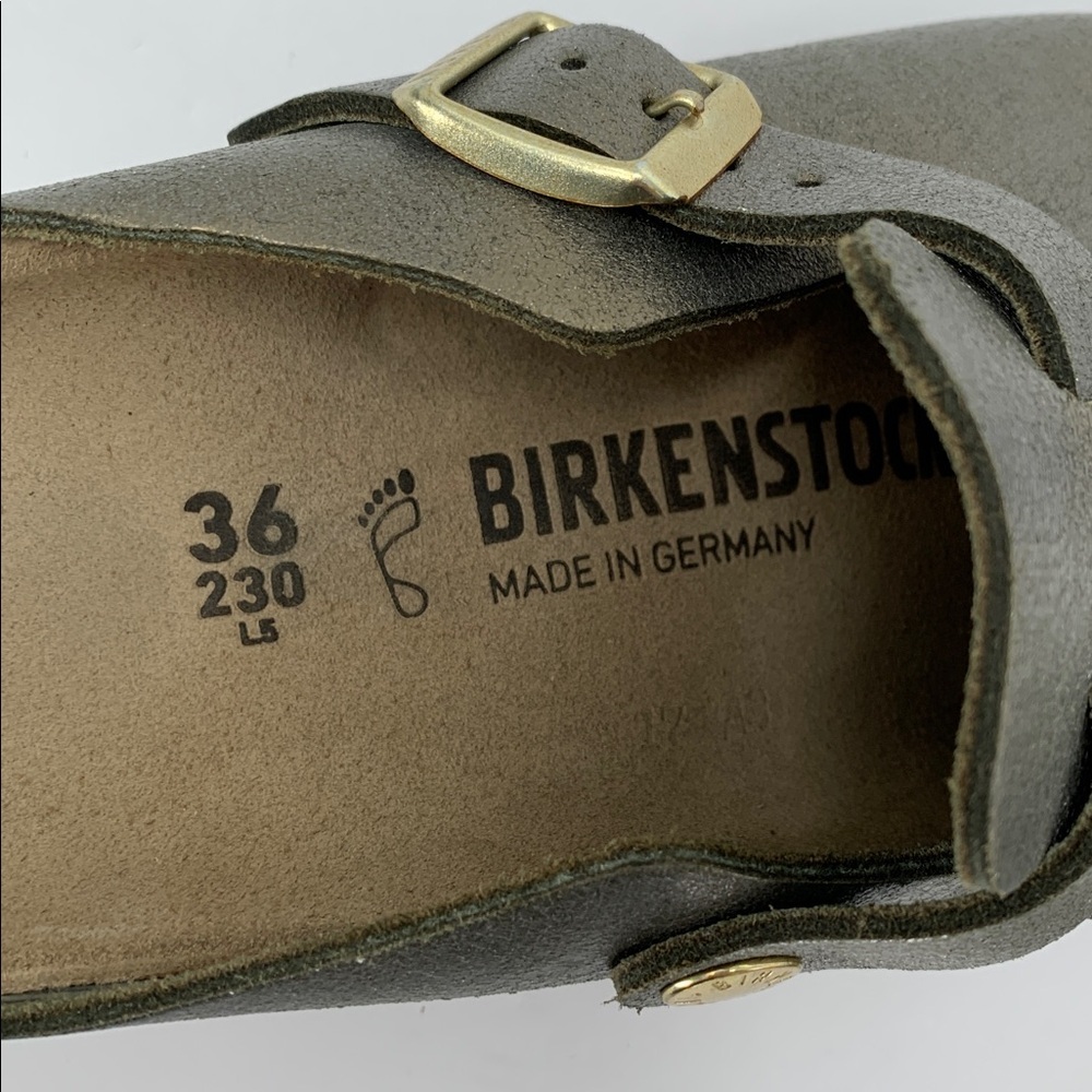 Birkenstock Boston clog shoe slide comfort washed gold metallic leather new 36 5 - Picture 6 of 8